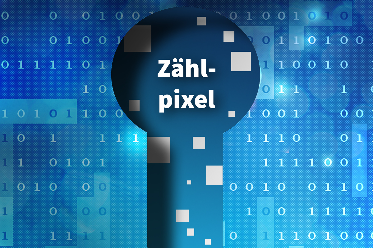 mehrere kleine Kästchen mit dem Wort Zählpixel stehen zwischen vielen Computerzahlen  (verweist auf: Zählpixel)